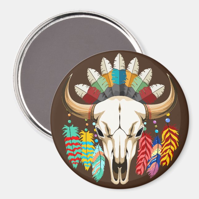 Buffalo Skull Native American Emblem Magnet (Front/Back)