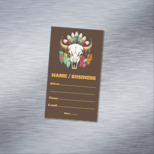 Buffalo Skull Native American Emblem Magnetic Business Card