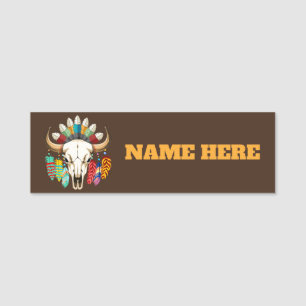 Buffalo Skull Native American Emblem Name Tag