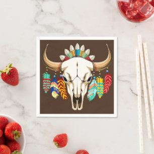 Buffalo Skull Native American Emblem Napkin