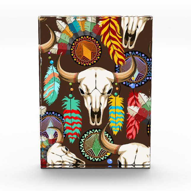 Buffalo Skull Native American Emblem Photo Block (Front)