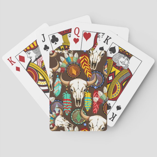 Buffalo Skull Native American Emblem Playing Cards (Back)