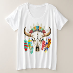 Buffalo Skull Native American Emblem Plus Size T-Shirt