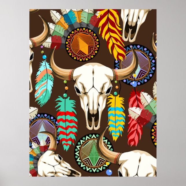 Buffalo Skull Native American Emblem Poster (Front)