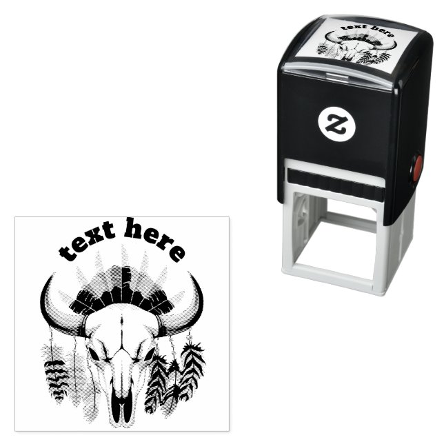 Buffalo Skull Native American Emblem Self-inking Stamp (In Situ)