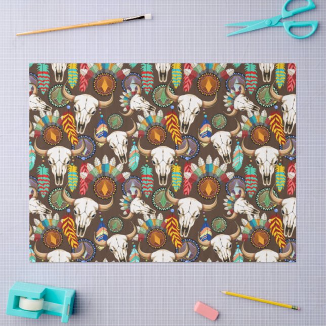 Buffalo Skull Native American Emblem Tissue Paper (Craft)