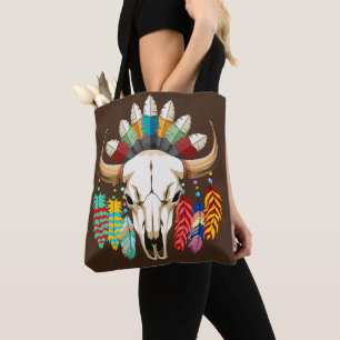 Buffalo Skull Native American Emblem Tote Bag