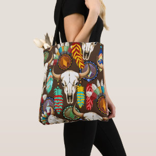 Buffalo Skull Native American Emblem Tote Bag