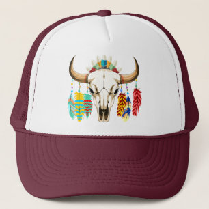 Buffalo Skull Native American Emblem Trucker Hat