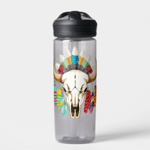 Buffalo Skull Native American Emblem Water Bottle