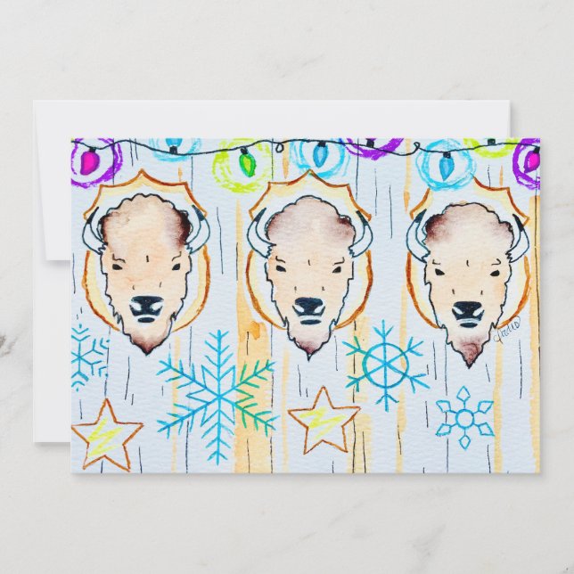 Buffalo Snowflake Christmas Invitation (Front)