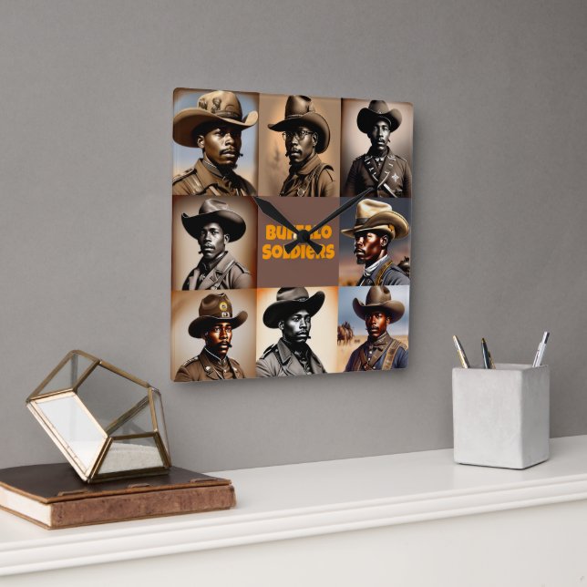 Buffalo Soldiers - Figures in American History Square Wall Clock (Office)