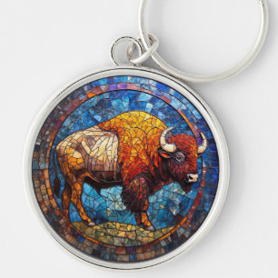 Buffalo Stained Glass Artwork Key Ring