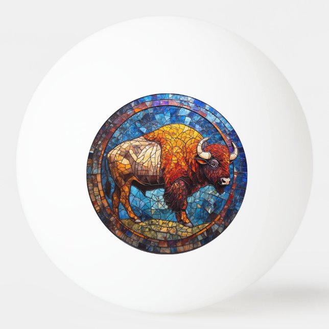 Buffalo Stained Glass Artwork Ping Pong Ball (Front)