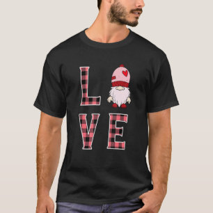 Buffalo Style Pink Plaid Gnome Love & Heart Valent T-Shirt