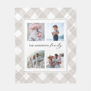 Buffalo tartan modern natural 4 photo Christmas Fleece Blanket