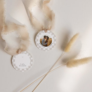 Buffalo tartan modern natural photo Christmas Favour Tags