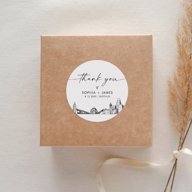 Buffalo Thank You Favour 3" (sheet of 6) Classic Round Sticker (Creator Uploaded)