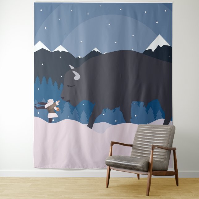 Buffalo wants a pretzel tapestry (In Situ)