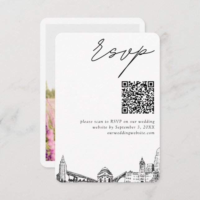 Buffalo Wedding Modern RSVP QR Code Enclosure Card (Front/Back)