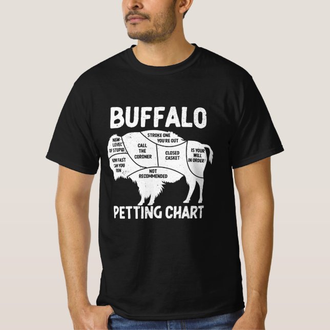 Buffalo Wildlife Petting Chart For Bison Lovers Fl T-Shirt (Front)