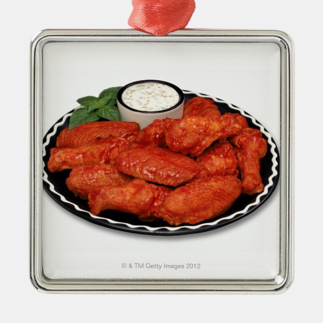 Buffalo wings with blue cheese metal tree decoration (Front)