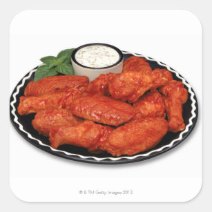 Buffalo wings with blue cheese square sticker