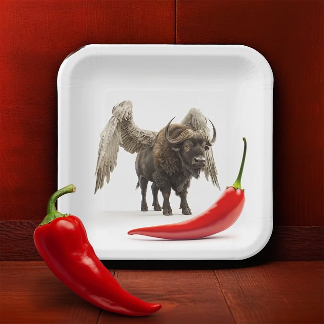 Buffalo Wings With Chilli Pepper Paper Plate (Creator Uploaded)