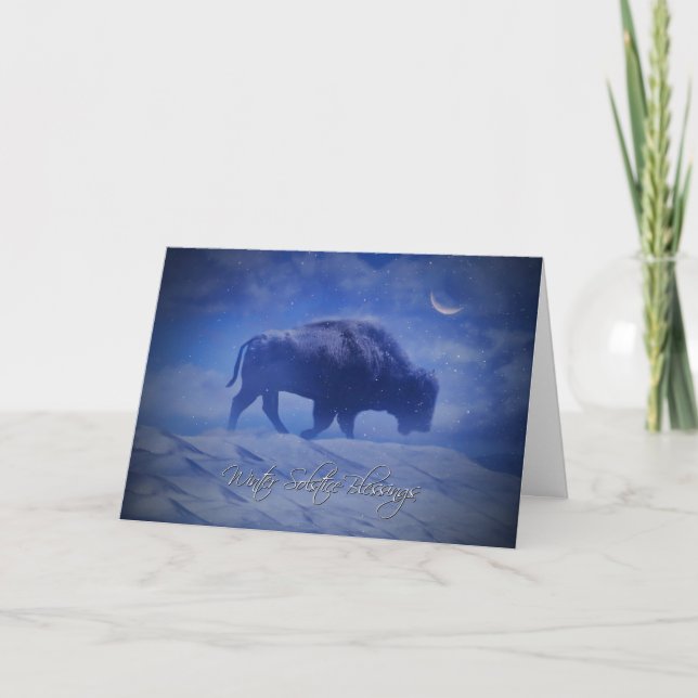 Buffalo Winter Solstice Blessings Wildlife Cards (Front)