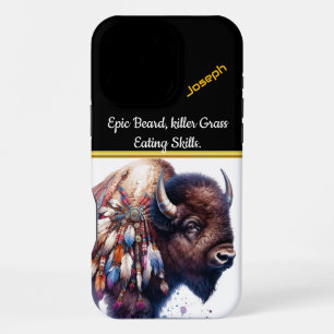 Buffalo With Vibrant Artistic Feathers iPhone 16 Pro Max Case