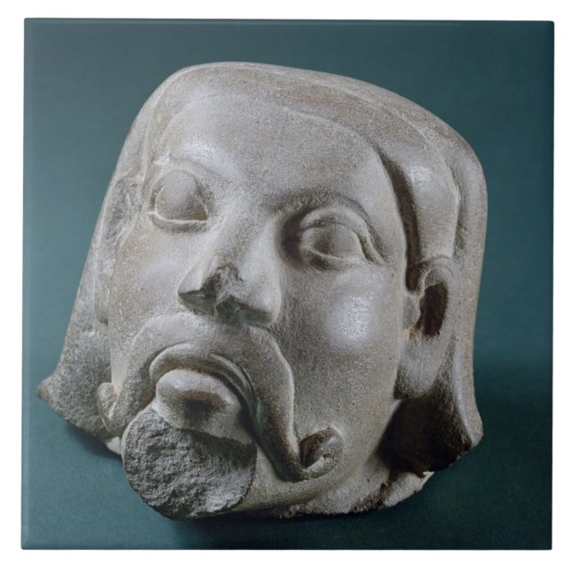 Buffed sandstone head of a foreigner, Sarnath, 3rd Tile (Front)