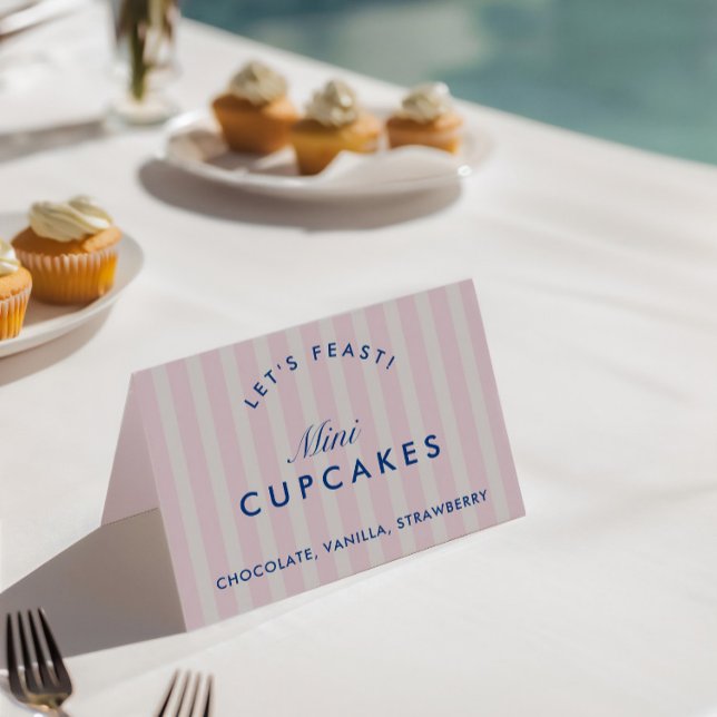 Buffet Card Vintage Pink & Navy Blue Bachelorette  (Buffet Card Vintage Pink & Navy Blue Bachelorette)