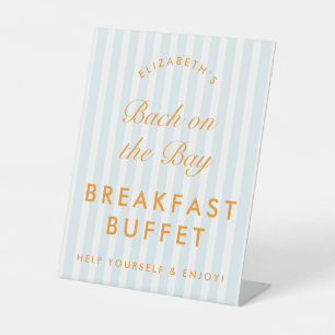 Buffet Menu Vintage Blue & Orange Bachelorette Pedestal Sign