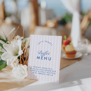 Buffet Menu Vintage Pink & Navy Blue Bachelorette Pedestal Sign