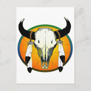 bufflalo skull postcard