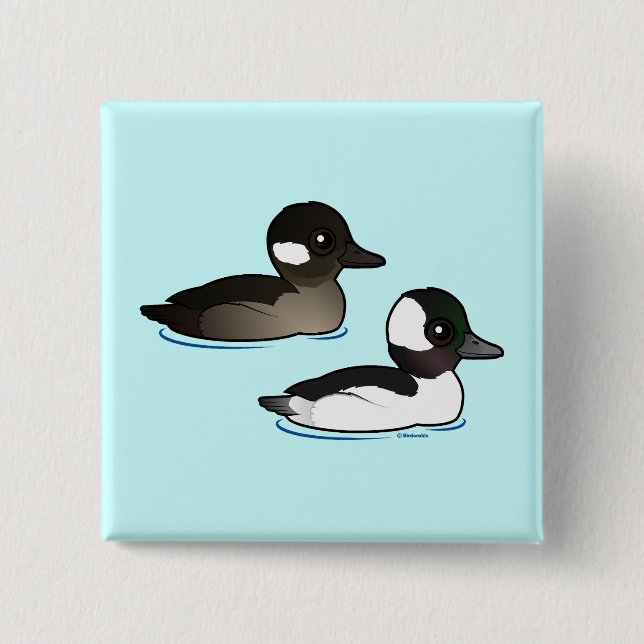 Bufflehead Pair 15 Cm Square Badge (Front)