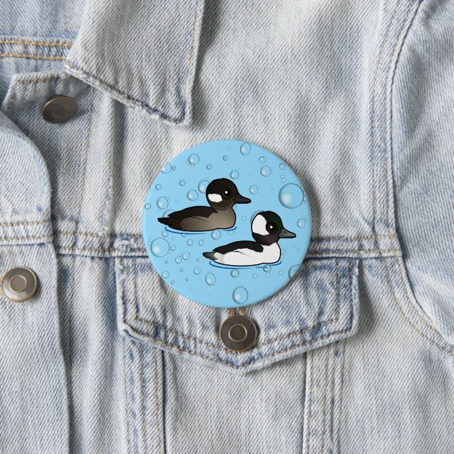 Bufflehead Pair 7.5 Cm Round Badge (In Situ)
