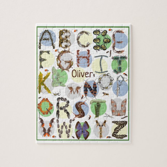 Bug Alphabet Kids Puzzle - Customise with Name  (Vertical)