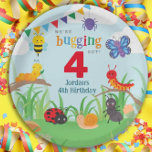 Bug Birthday Cute Colourful Paper Plate<br><div class="desc">These bug birthday paper plates are fun and colourful, with a bug party including a cute bee, purple spider, caterpillar, ant, ladybug, butterfly and snail - all celebrating your kiddo's birthday. Rainbow bunting flag, flowers and puffy white clouds add to the party atmosphere. Girls and boys alike will love these...</div>