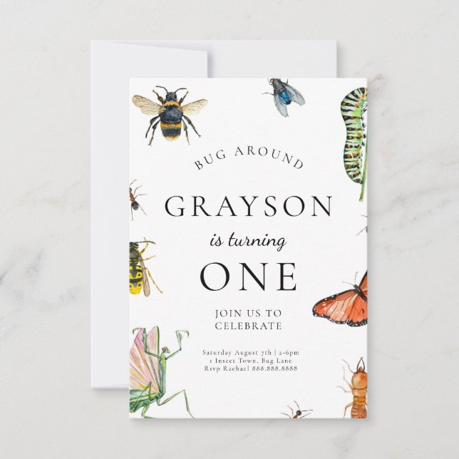 Bug Birthday Invitation For Kids (Front)