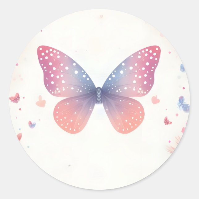 Bug Boho Soft Glow Live Butterfly Baby Shower Classic Round Sticker (Front)