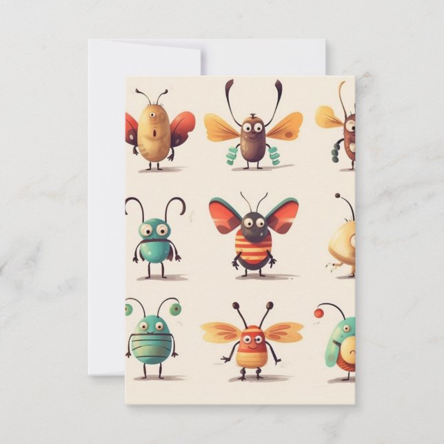 bug, creature, insect, weird bugs thank you card (Front)