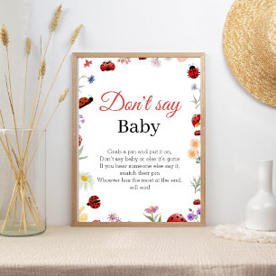 Bug Don't Say Baby Baby Shower Game sign