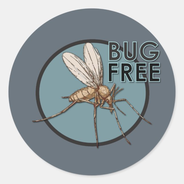 Bug Free - Classic Round Sticker, Glossy Sticker (Front)