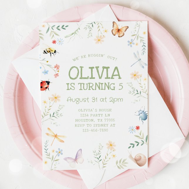 Bug Girl Birthday Invitation Insect Party (Creator Uploaded)