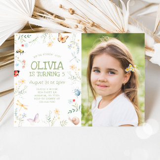 Bug Girl Birthday Photo Invitation Insect Party