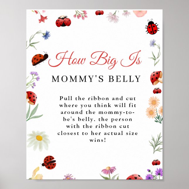 Bug  How Big is mummy's belly Baby Shower Game Poster (Front)