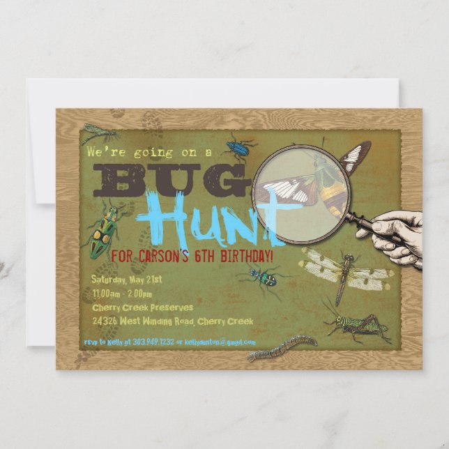 Bug Hunt Insect Photo on Back Party Invitation (Front)
