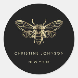 bug on black classic round sticker