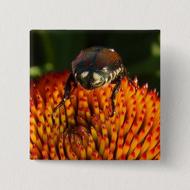 Bug on Flower 15 Cm Square Badge (Front)